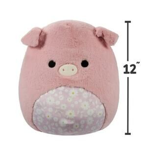 Squishmallows FuzzAMallow 12”‎ Peter the Pink Pig With Floral Belly Easter Plush